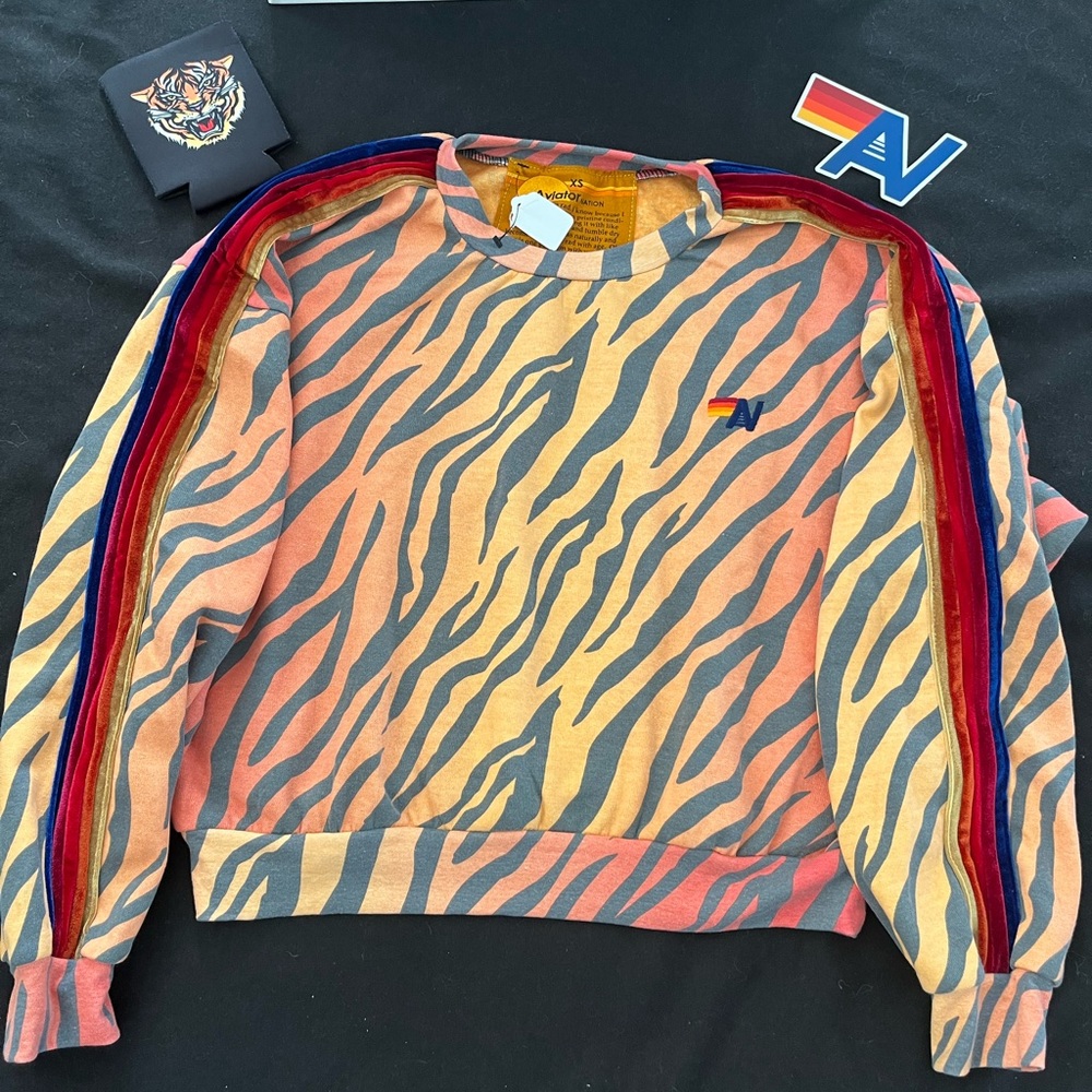 Aviator Nation Brown and Orange Graphic Hoodie
